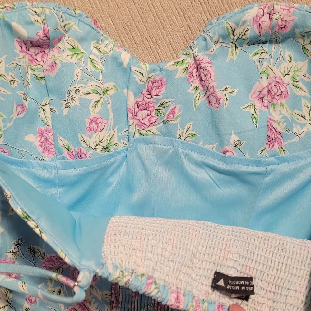 Zara Floral Blue Corset Bodysuit - Picture 6 of 6